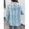 image:imageDokotoo Womens Summer Tops Casual Button Down Long Sleeve Shirts for Women Loose Soft Cotton Hollow Out BlousesBlue