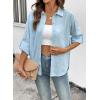image:imageDokotoo Womens Summer Tops Casual Button Down Long Sleeve Shirts for Women Loose Soft Cotton Hollow Out BlousesBlue
