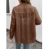 image:imageDokotoo Womens Summer Tops Casual Button Down Long Sleeve Shirts for Women Loose Soft Cotton Hollow Out BlousesCoffee