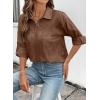 image:imageDokotoo Womens Summer Tops Casual Button Down Long Sleeve Shirts for Women Loose Soft Cotton Hollow Out BlousesCoffee