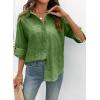 image:imageDokotoo Womens Summer Tops Casual Button Down Long Sleeve Shirts for Women Loose Soft Cotton Hollow Out BlousesGreen