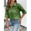 image:imageDokotoo Womens Summer Tops Casual Button Down Long Sleeve Shirts for Women Loose Soft Cotton Hollow Out BlousesGreen