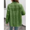 image:imageDokotoo Womens Summer Tops Casual Button Down Long Sleeve Shirts for Women Loose Soft Cotton Hollow Out BlousesGreen