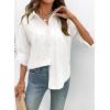 image:imageDokotoo Womens Summer Tops Casual Button Down Long Sleeve Shirts for Women Loose Soft Cotton Hollow Out BlousesWhite