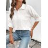 image:imageDokotoo Womens Summer Tops Casual Button Down Long Sleeve Shirts for Women Loose Soft Cotton Hollow Out BlousesWhite
