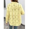 image:imageDokotoo Womens Summer Tops Casual Button Down Long Sleeve Shirts for Women Loose Soft Cotton Hollow Out BlousesYellow Cream