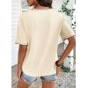 image:imageDokotoo Womens Summer Tops Casual Short Sleeve Lace TShirts Solid V Neck Waffle Knit Shirts BlousesApricot
