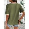 image:imageDokotoo Womens Summer Tops Casual Short Sleeve Lace TShirts Solid V Neck Waffle Knit Shirts BlousesGreen