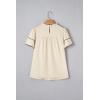 image:imageDokotoo Womens Summer Tops Crewneck Ruffle Short Sleeve Shirts Casual Pleated Blouses Flowy Boho ClothingBeige
