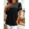 image:imageDokotoo Womens Summer Tops Crewneck Ruffle Short Sleeve Shirts Casual Pleated Blouses Flowy Boho ClothingBlack