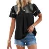 image:imageDokotoo Womens Summer Tops Crewneck Ruffle Short Sleeve Shirts Casual Pleated Blouses Flowy Boho ClothingBlack