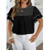 image:imageDokotoo Womens Summer Tops Crewneck Ruffle Short Sleeve Shirts Casual Pleated Blouses Flowy Boho ClothingBlack