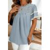 image:imageDokotoo Womens Summer Tops Crewneck Ruffle Short Sleeve Shirts Casual Pleated Blouses Flowy Boho ClothingBlue