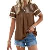 image:imageDokotoo Womens Summer Tops Crewneck Ruffle Short Sleeve Shirts Casual Pleated Blouses Flowy Boho ClothingCoffee