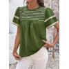 image:imageDokotoo Womens Summer Tops Crewneck Ruffle Short Sleeve Shirts Casual Pleated Blouses Flowy Boho ClothingGreen