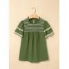 image:imageDokotoo Womens Summer Tops Crewneck Ruffle Short Sleeve Shirts Casual Pleated Blouses Flowy Boho ClothingGreen