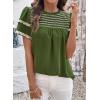 image:imageDokotoo Womens Summer Tops Crewneck Ruffle Short Sleeve Shirts Casual Pleated Blouses Flowy Boho ClothingGreen