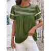 image:imageDokotoo Womens Summer Tops Crewneck Ruffle Short Sleeve Shirts Casual Pleated Blouses Flowy Boho ClothingGreen