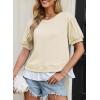 image:imageDokotoo Womens Summer Tops Cute Short Sleeve Crewneck Sweatshirts Tops Casual Blouses ShirtsApricot