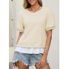 image:imageDokotoo Womens Summer Tops Cute Short Sleeve Crewneck Sweatshirts Tops Casual Blouses ShirtsApricot