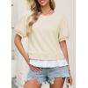 image:imageDokotoo Womens Summer Tops Cute Short Sleeve Crewneck Sweatshirts Tops Casual Blouses ShirtsApricot