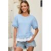 image:imageDokotoo Womens Summer Tops Cute Short Sleeve Crewneck Sweatshirts Tops Casual Blouses ShirtsBeau Blue