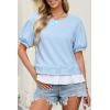 image:imageDokotoo Womens Summer Tops Cute Short Sleeve Crewneck Sweatshirts Tops Casual Blouses ShirtsBeau Blue