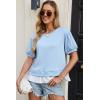 image:imageDokotoo Womens Summer Tops Cute Short Sleeve Crewneck Sweatshirts Tops Casual Blouses ShirtsBeau Blue