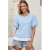 image:imageDokotoo Womens Summer Tops Cute Short Sleeve Crewneck Sweatshirts Tops Casual Blouses ShirtsBeau Blue