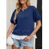 image:imageDokotoo Womens Summer Tops Cute Short Sleeve Crewneck Sweatshirts Tops Casual Blouses ShirtsDirty Blue