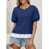 image:imageDokotoo Womens Summer Tops Cute Short Sleeve Crewneck Sweatshirts Tops Casual Blouses ShirtsDirty Blue
