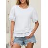 image:imageDokotoo Womens Summer Tops Cute Short Sleeve Crewneck Sweatshirts Tops Casual Blouses ShirtsWhite