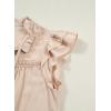 image:imageDokotoo Womens Summer Tops Dressy Casual Ruffle Cap Sleeve Chiffon Blouses Tassel V Neck Lace Embroidery Pleated ShirtsBeige
