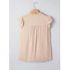 image:imageDokotoo Womens Summer Tops Dressy Casual Ruffle Cap Sleeve Chiffon Blouses Tassel V Neck Lace Embroidery Pleated ShirtsBeige
