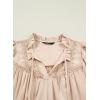image:imageDokotoo Womens Summer Tops Dressy Casual Ruffle Cap Sleeve Chiffon Blouses Tassel V Neck Lace Embroidery Pleated ShirtsBeige