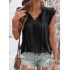 image:imageDokotoo Womens Summer Tops Dressy Casual Ruffle Cap Sleeve Chiffon Blouses Tassel V Neck Lace Embroidery Pleated ShirtsBlack