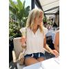 image:imageDokotoo Womens Summer Tops Dressy Casual Ruffle Cap Sleeve Chiffon Blouses Tassel V Neck Lace Embroidery Pleated ShirtsWhite