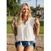image:imageDokotoo Womens Summer Tops Dressy Casual Ruffle Cap Sleeve Chiffon Blouses Tassel V Neck Lace Embroidery Pleated ShirtsWhite