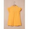 image:imageDokotoo Womens Summer Tops Dressy Casual Ruffle Cap Sleeve Chiffon Blouses Tassel V Neck Lace Embroidery Pleated ShirtsYellow