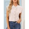 image:imageDokotoo Womens Summer Tops Ruffle Crewneck Short Sleeve Button Down Shirts Boho Chiffon BlousesApricot