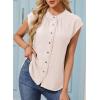 image:imageDokotoo Womens Summer Tops Ruffle Crewneck Short Sleeve Button Down Shirts Boho Chiffon BlousesApricot