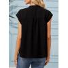 image:imageDokotoo Womens Summer Tops Ruffle Crewneck Short Sleeve Button Down Shirts Boho Chiffon BlousesBlack