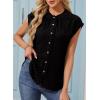 image:imageDokotoo Womens Summer Tops Ruffle Crewneck Short Sleeve Button Down Shirts Boho Chiffon BlousesBlack