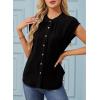 image:imageDokotoo Womens Summer Tops Ruffle Crewneck Short Sleeve Button Down Shirts Boho Chiffon BlousesBlack