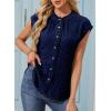 image:imageDokotoo Womens Summer Tops Ruffle Crewneck Short Sleeve Button Down Shirts Boho Chiffon BlousesBlue