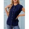 image:imageDokotoo Womens Summer Tops Ruffle Crewneck Short Sleeve Button Down Shirts Boho Chiffon BlousesBlue
