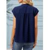 image:imageDokotoo Womens Summer Tops Ruffle Crewneck Short Sleeve Button Down Shirts Boho Chiffon BlousesBlue