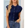 image:imageDokotoo Womens Summer Tops Ruffle Crewneck Short Sleeve Button Down Shirts Boho Chiffon BlousesBlue