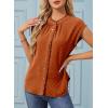 image:imageDokotoo Womens Summer Tops Ruffle Crewneck Short Sleeve Button Down Shirts Boho Chiffon BlousesBrown