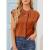 image:imageDokotoo Womens Summer Tops Ruffle Crewneck Short Sleeve Button Down Shirts Boho Chiffon BlousesBrown